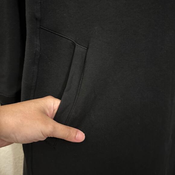 AMERICAN GIANT Mini Moto Dress Black 1/4 Zip Sweatshirt Mock Neck Sporty - Picture 7 of 11